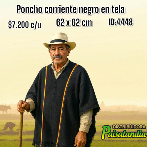 Poncho corriente negro en tela (UND)