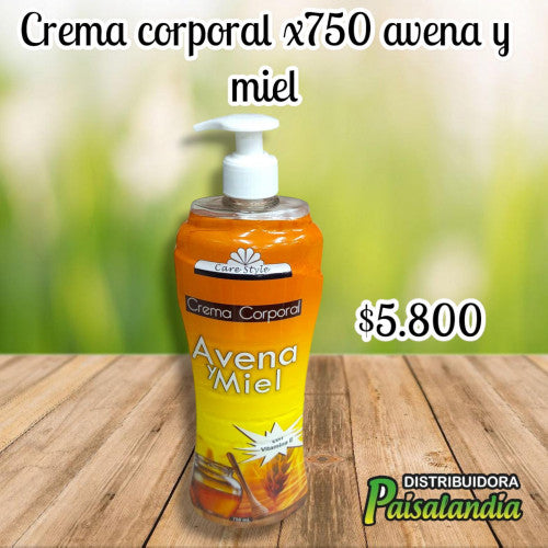 Crema corporal 750 ml avena y miel (UND)