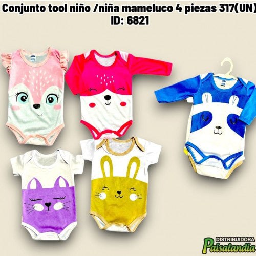 Conjunto tool niño /niña mameluco 4 piezas 317(UN)