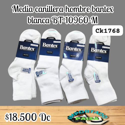 Media canillera hombre bantex blanca BT-10960-M