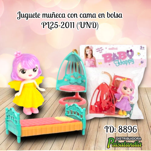 Juguete muñeca con cama en bolsa PL25-2011 (UND)