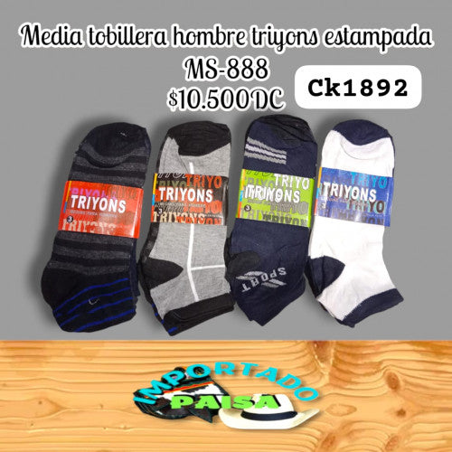 Media tobillera hombre triyons estampada MS-888