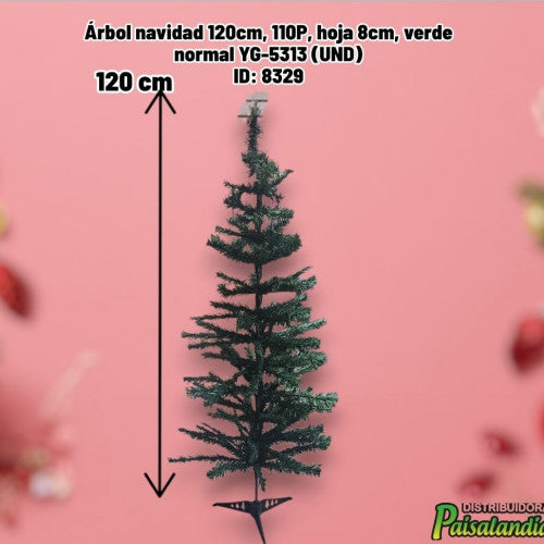 Árbol navidad 120cm, 110P, hoja 8cm, verde normal YG-5313 (UND)