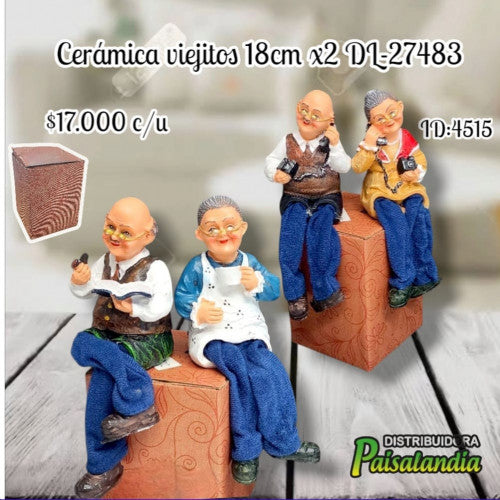 Artesanía cerámica viejitos x2 DL-27483 (UND)