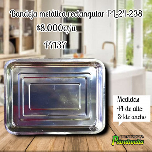Bandeja metálica rectangular PL24-238 (UND)