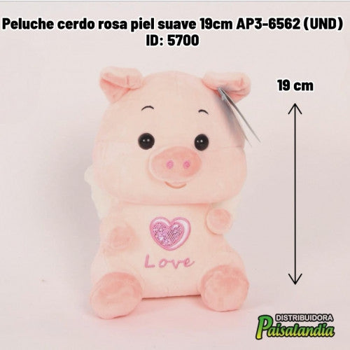 Peluche cerdo rosa piel suave 19cm AP3-6562 (UND)