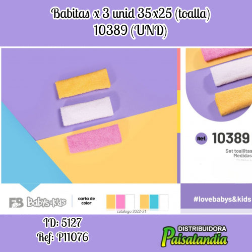 Babitas x 3 unid 35x25 (toalla) 10389 (UND)