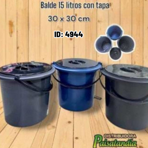 Balde 15 litros con tapa MT4676 (UND)