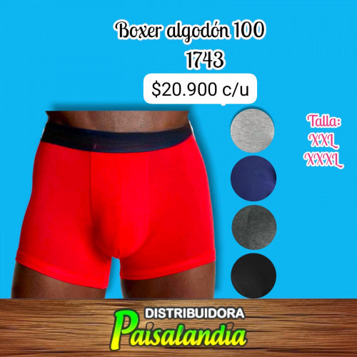 Boxer CORVUS algodón 100 talla (2XL/3XL) (UND)