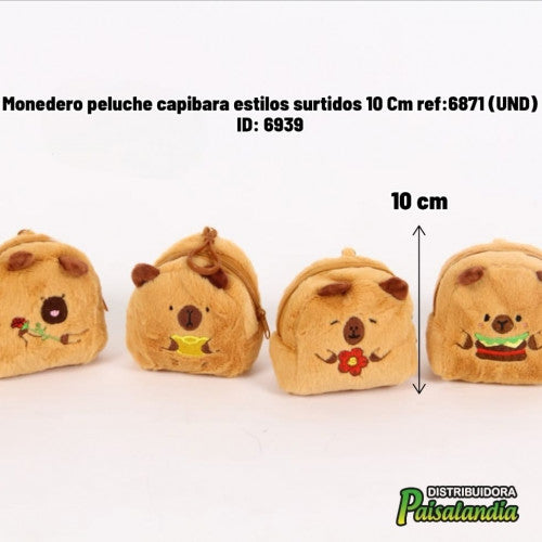 Monedero peluche capibara estilos surtidos 10 Cm ref:6871 (UND)
