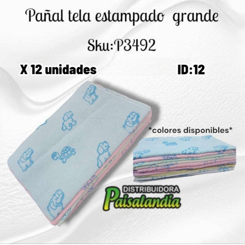 Pañal de tela estampado grande (UND)