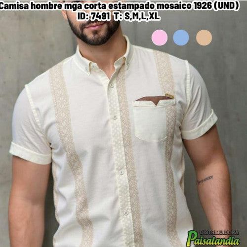 Camisa hombre mga corta estampado mosaico 1926 (UND)