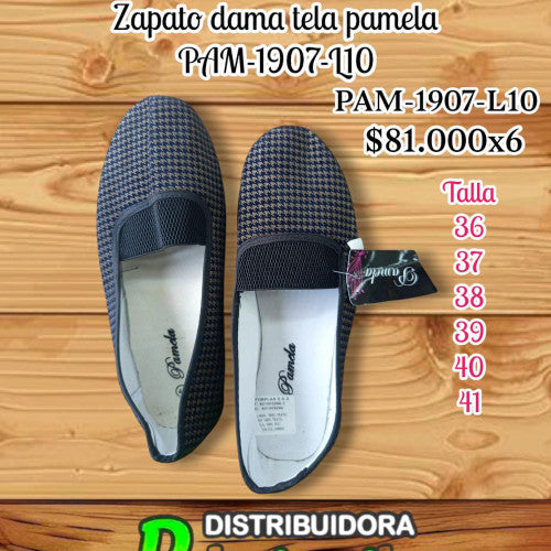Zapato de dama tela Pamela talla 36-41 estilos surtidos (UND)