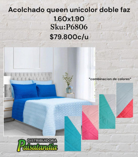 Acolchado Queen Unicolor Doble faz 1.60