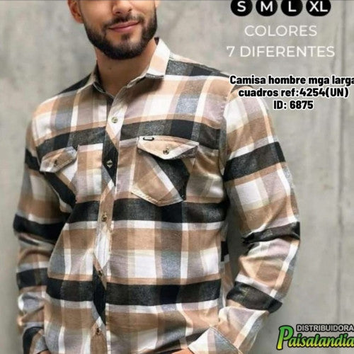 Camisa hombre mga larga cuadros ref:4254(UN)
