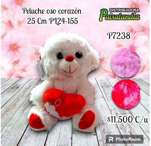 Peluche oso corazón 25 cm PL24-155