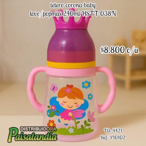 Tetero corona Baby Love/Popmax 240 ml HSTT-038 (UND)