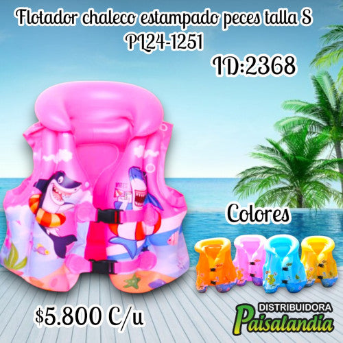 Flotador chaleco estampado peces talla S (UND)