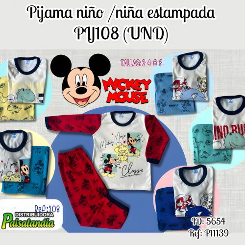 Pijama niño /niña estampada PIJ108 (UND)