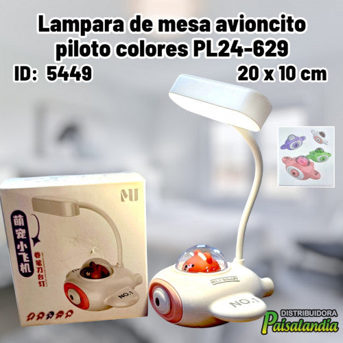 Lampara de mesa avioncito piloto colores PL24-629 (UND)