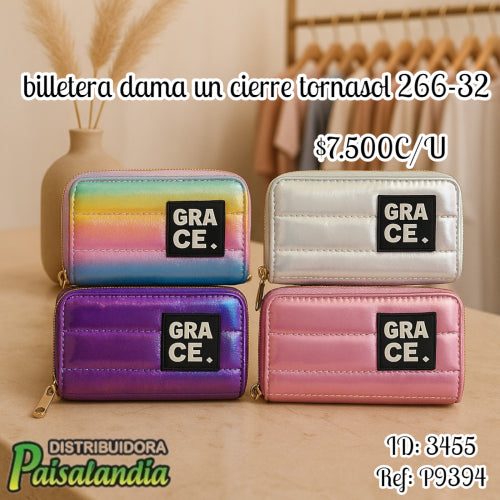 Billetera dama un cierre tornasol 266-32 (UND)