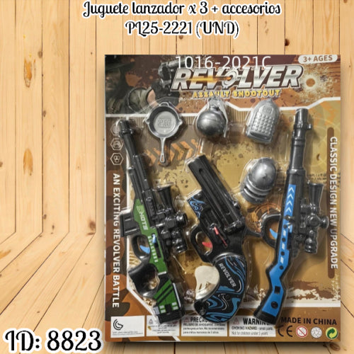 Juguete lanzador x 3 + accesorios PL25-2221 (UND)