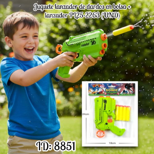 Juguete lanzador de dardos en bolsa + lanzador PL25-2263 (UND)