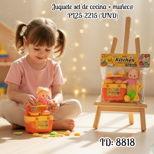 Juguete set de cocina + muñec@ PL25-2215 (UND)