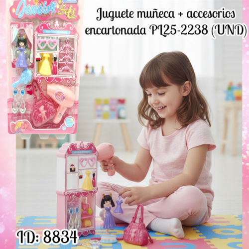 Juguete muñeca + accesorios encartonada PL25-2238 (UND)
