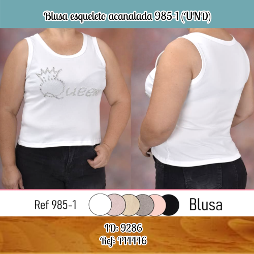Blusa esqueleto acanalada 985-1 (UND)
