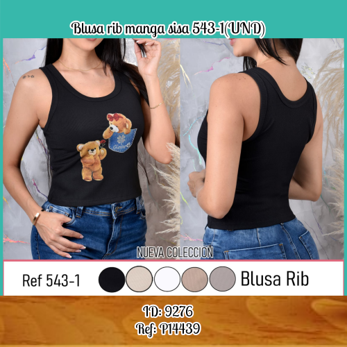 Blusa rib manga sisa 543-1(UND)