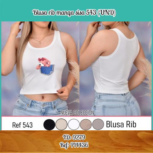 Blusa rib manga sisa 543 (UND)