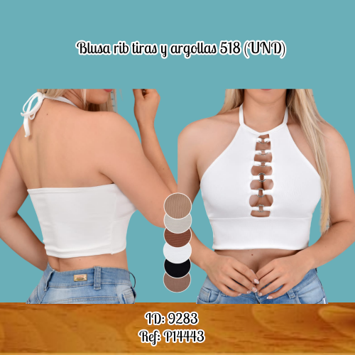 Blusa rib tiras y argollas 518 (UND)