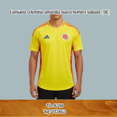 Camiseta colombia amarilla nueva hombre tallada (DC)