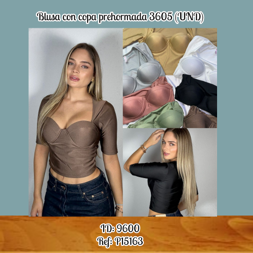 Blusa con copa prehormada 3605 (UND)