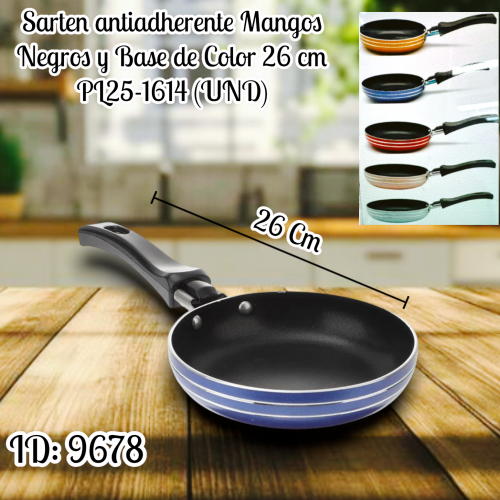 Sartén antiadherente Mangos Negros y Base de Color PL25-1614 (UND)