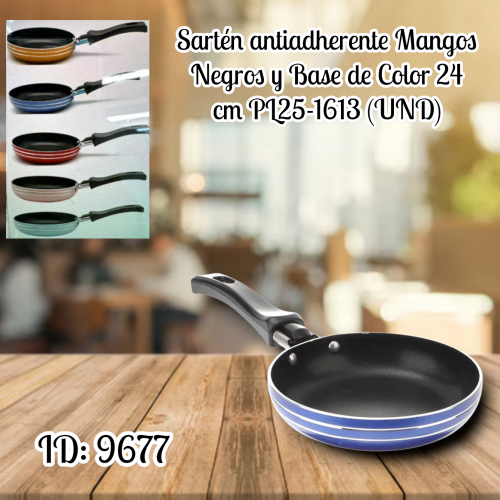 Sartén antiadherente Mangos Negros y Base de Color PL25-1613 (UND)