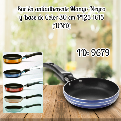 Sartén antiadherente Mangos Negros y Base de Color PL25-1615 (UND)