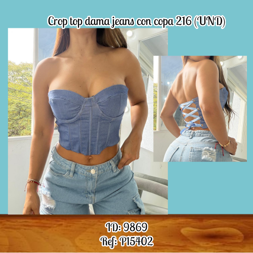 Crop top dama jeans con copa 216 (UND)