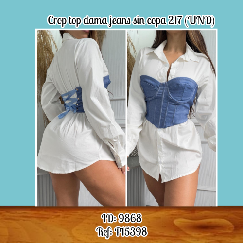 Crop top dama jeans sin copa 217 (UND)