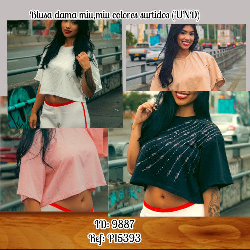 Blusa dama miu,miu colores surtidos (UND)