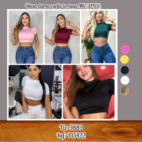 Blusa dama cuello tortuga MC (UND)