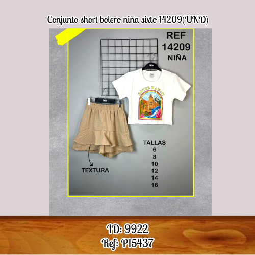 Conjunto short  bolero niña sixto 14209(UND)