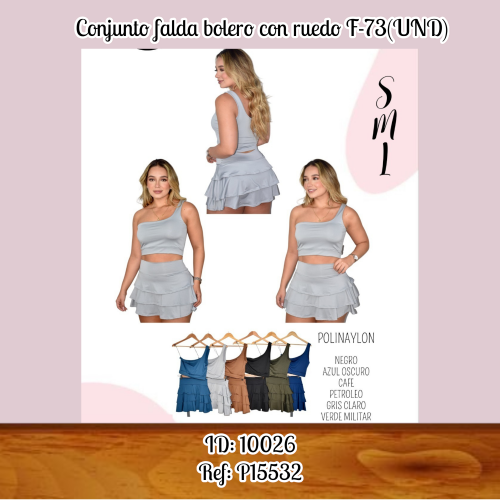Conjunto falda bolero con ruedo F-73(UND)