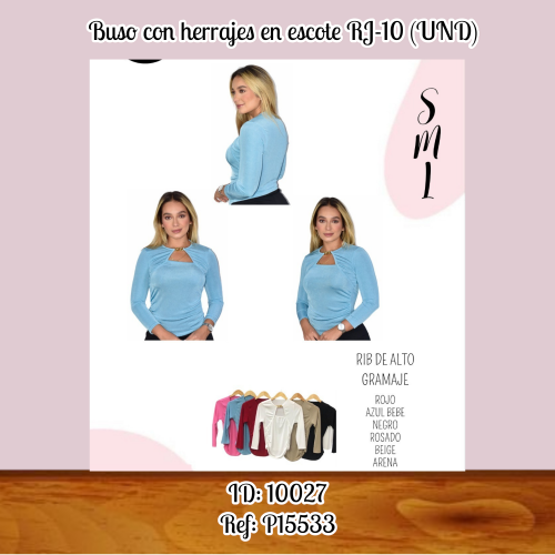 Buso con herrajes en escote RJ-10 (UND)