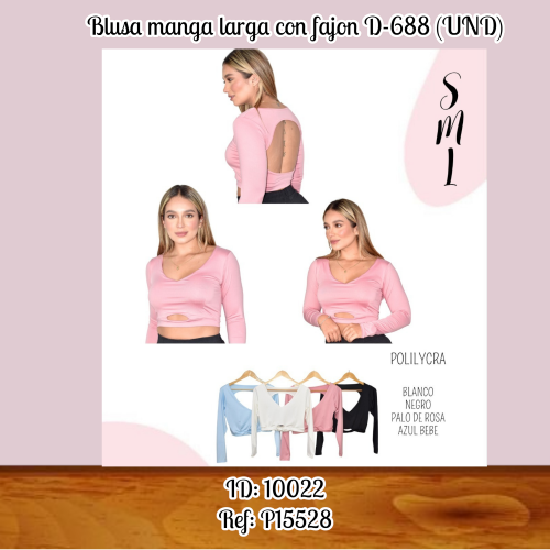 Blusa manga larga con fajon D-688 (UND)