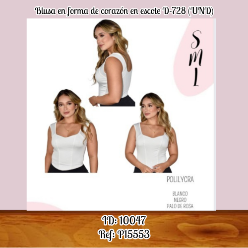 Blusa en forma de corazón en escote D-728 (UND)