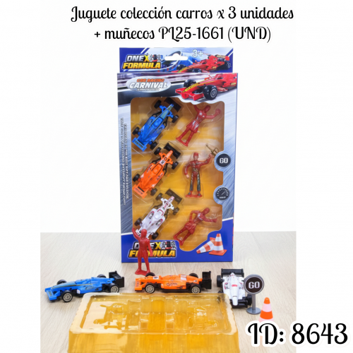 Juguete colección carros x 3 unidades + muñecos  PL25-1661 (UND)