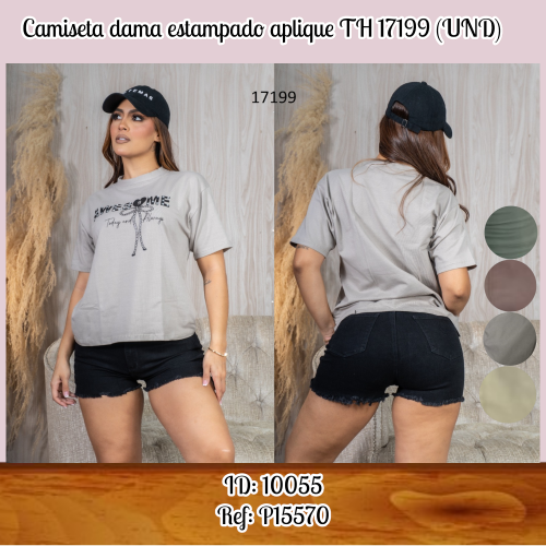 Camiseta dama estampado aplique TH 17199 (UND)
