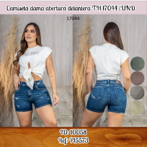 Camiseta dama abertura delantera TH 17044 (UND